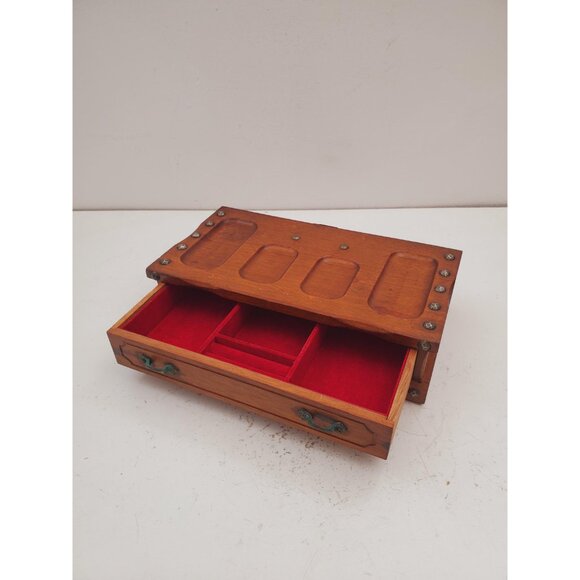 Vintage Gunther Mele 1970's wooden jewelry box. Jewellery with drawer . Vintage - Picture 7 of 10